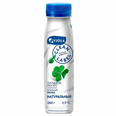 Йогурт питьевой Clean Label без наполнителя 0,9%  260мл пэт