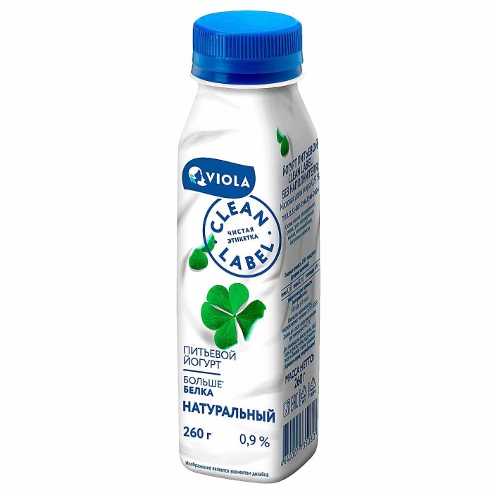 Йогурт питьевой Clean Label без наполнителя 0,9%  260мл пэт