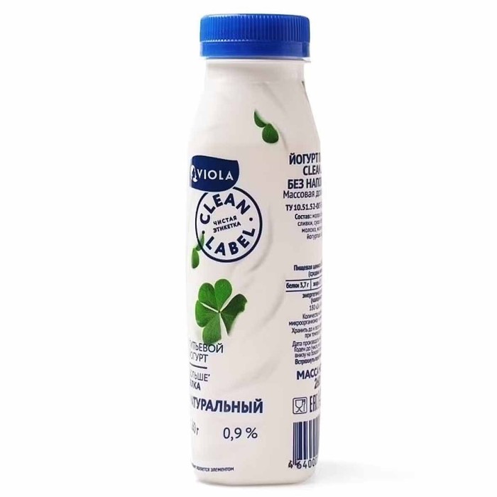 Йогурт питьевой Clean Label без наполнителя 0,9%  260мл пэт