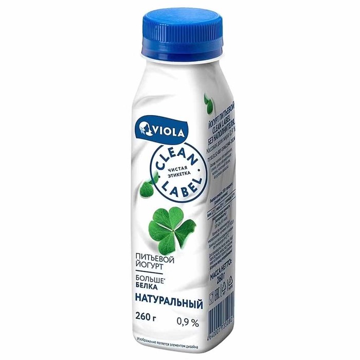 Йогурт питьевой Clean Label без наполнителя 0,9%  260мл пэт