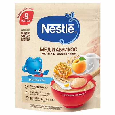Каша Nestle мультизлаковая молочная мед,абрикос 200гр д/п