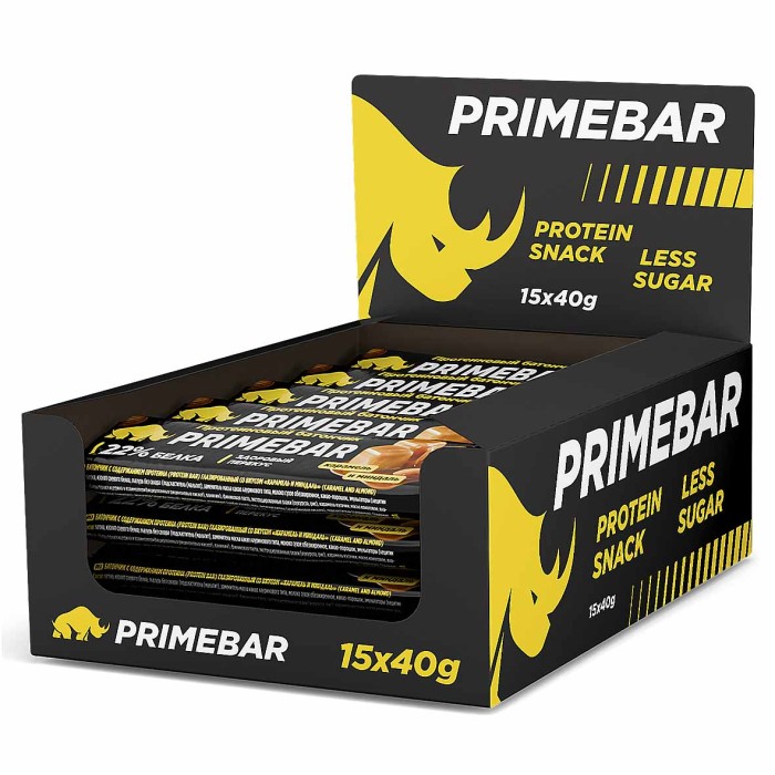 Батончик Primebar карамель и миндаль протеиновый 40гр м/у