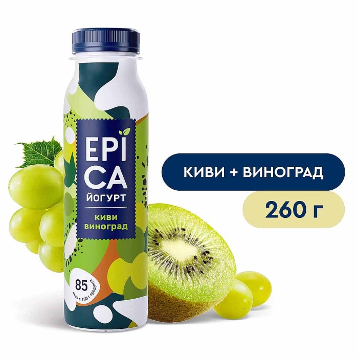 Йогурт EPICA Питьевой  с киви и виноградом 2,5% 260гр пэт