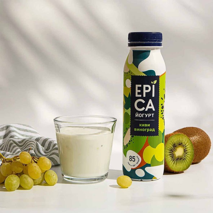 Йогурт EPICA Питьевой  с киви и виноградом 2,5% 260гр пэт
