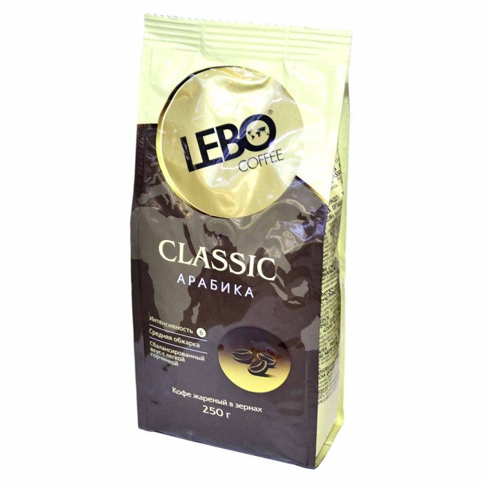 Кофе Lebo Classic жареный в зернах 250гр м/у