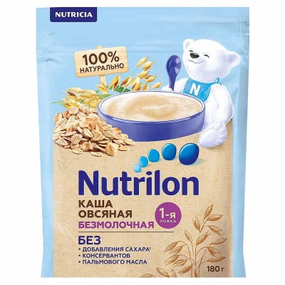 Каша Nutrilon овсяная безмолочная с 5мес 180гр д/п
