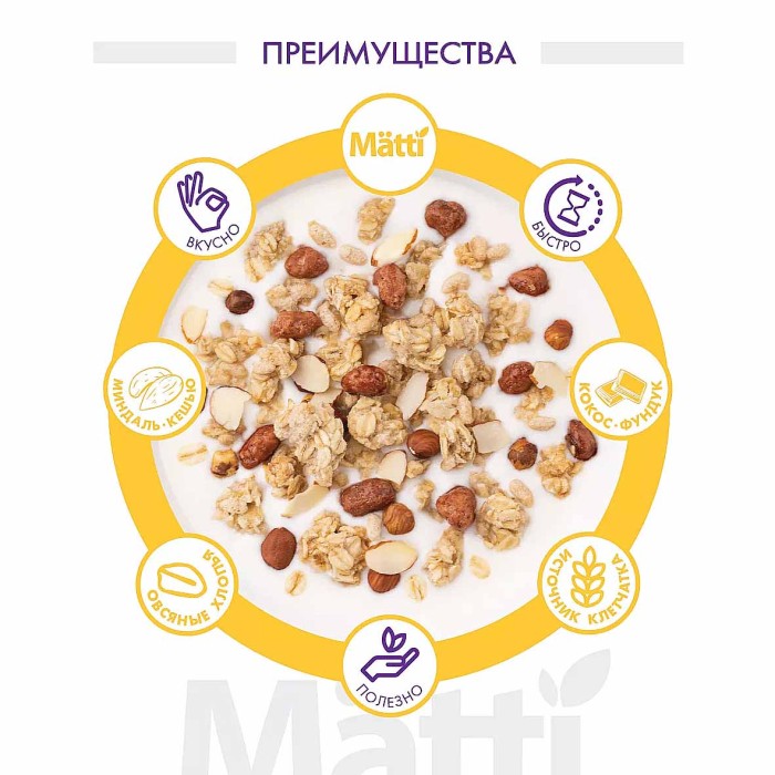 Гранола мюсли Mätti Ореховый микс  330гр к/у