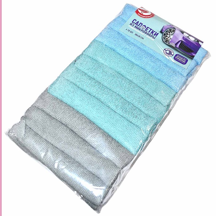 Набор салфеток Ашан микрофибра для автомобиля 30*30см 10шт м/у