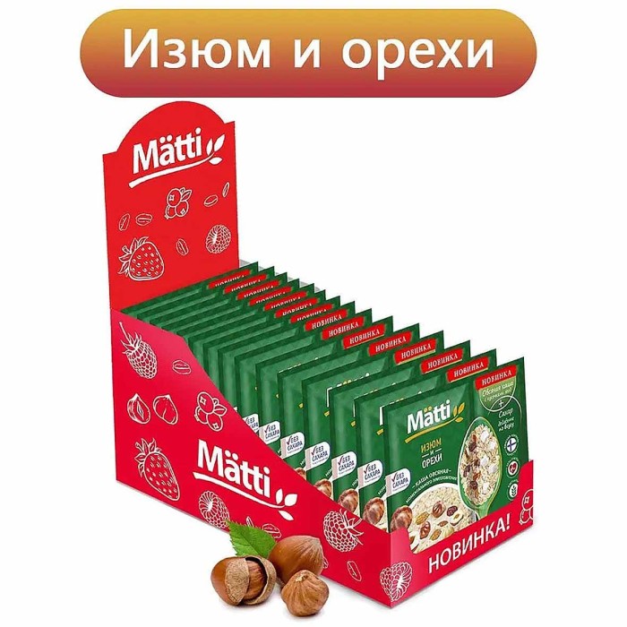 Каша овсяная Matti  Изюм-орехи 40гр м/у