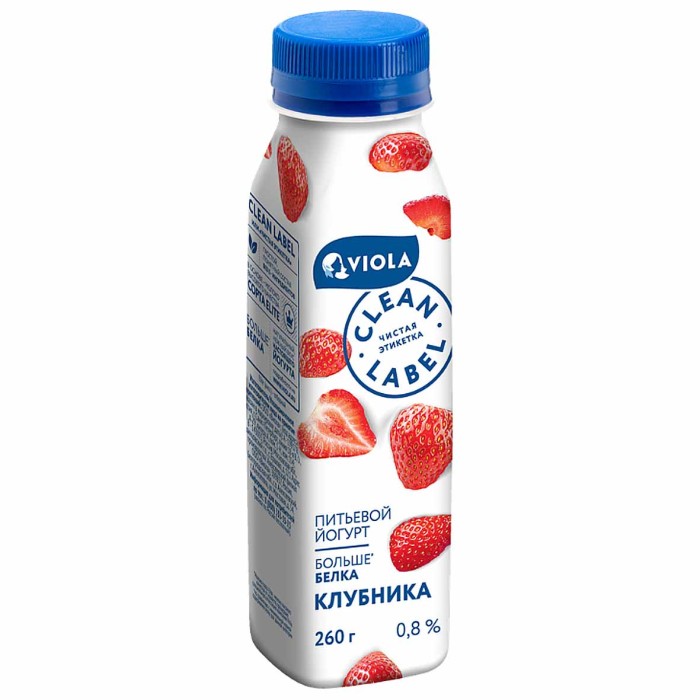 Йогурт питьевой Clean Label с клубникой 0,8% 260мл пэт