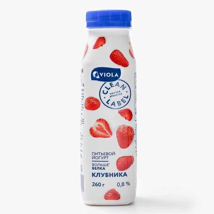 Йогурт питьевой Clean Label с клубникой 0,8% 260мл пэт