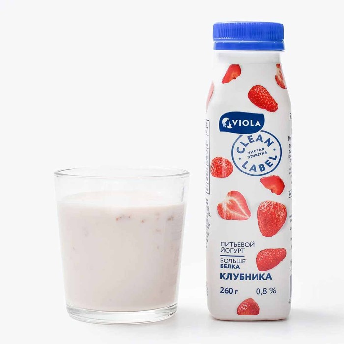 Йогурт питьевой Clean Label с клубникой 0,8% 260мл пэт
