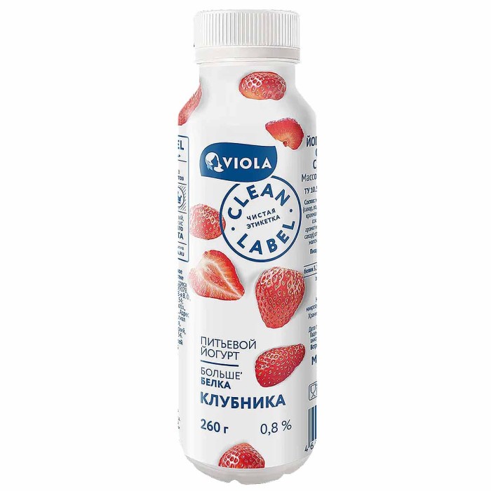 Йогурт питьевой Clean Label с клубникой 0,8% 260мл пэт