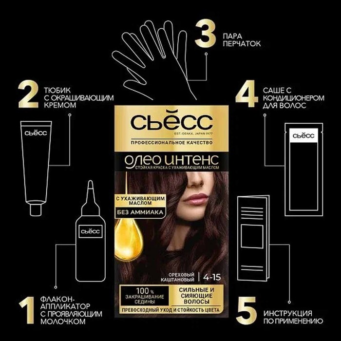 Краска для волос Syoss Oleo Intense 4-15 Ореховый каштановый 110мл к/у