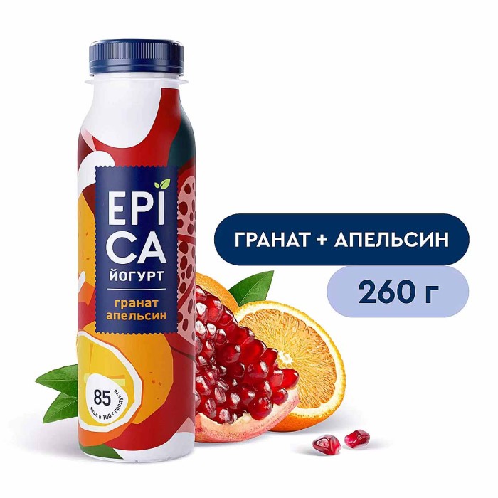 Йогурт EPICA Питьевой  с гранатом и апельсином 2,5% 260гр пэт