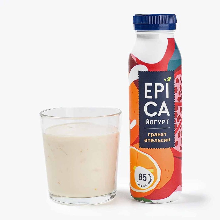 Йогурт EPICA Питьевой  с гранатом и апельсином 2,5% 260гр пэт