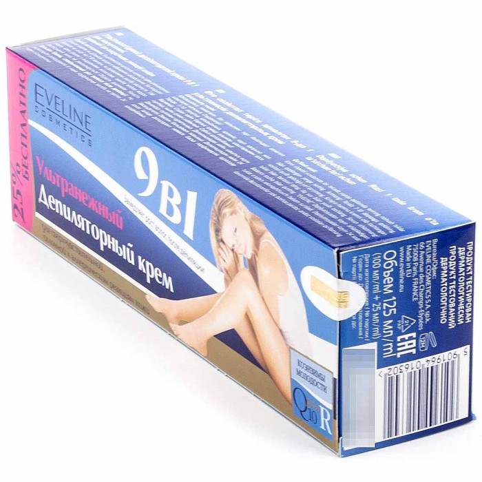Крем для депиляции Eveline Ультра нежный Q10+R 9в1 125мл к/у