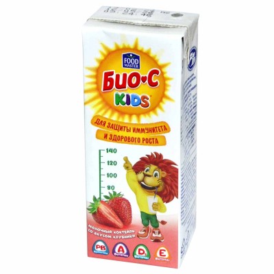 Коктейль молочный Био-С Kids Клубника 2,5% 0,2л т/п