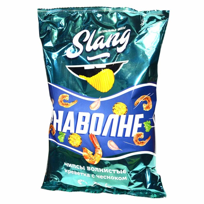 Чипсы Slang волнистые вкус креветка с чесноком 120гр м/у