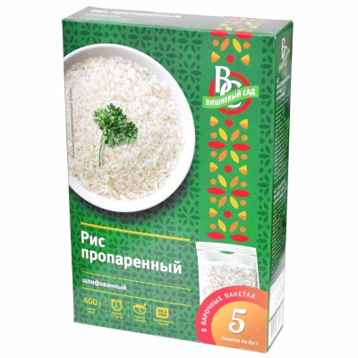 Крупа рис Вишневый сад пропаренный 5*80гр к/у