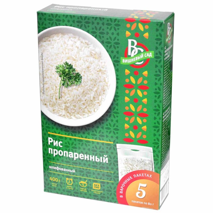 Крупа рис Вишневый сад пропаренный 5*80гр к/у