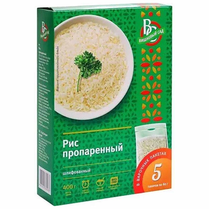Крупа рис Вишневый сад пропаренный 5*80гр к/у