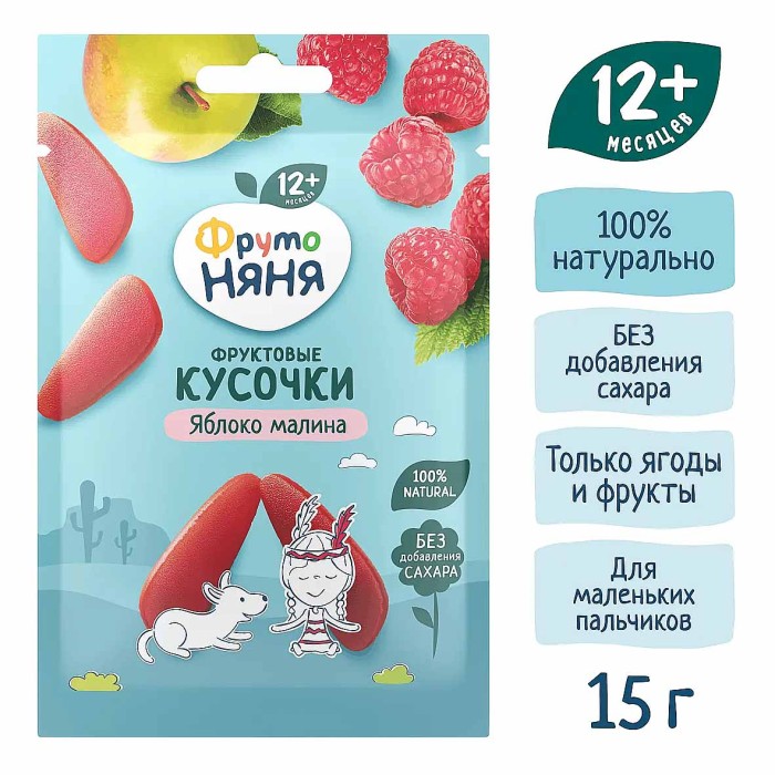 Кусочки фруктовые Фруто Няня Кусочки яблоко-малина 15гр м/у