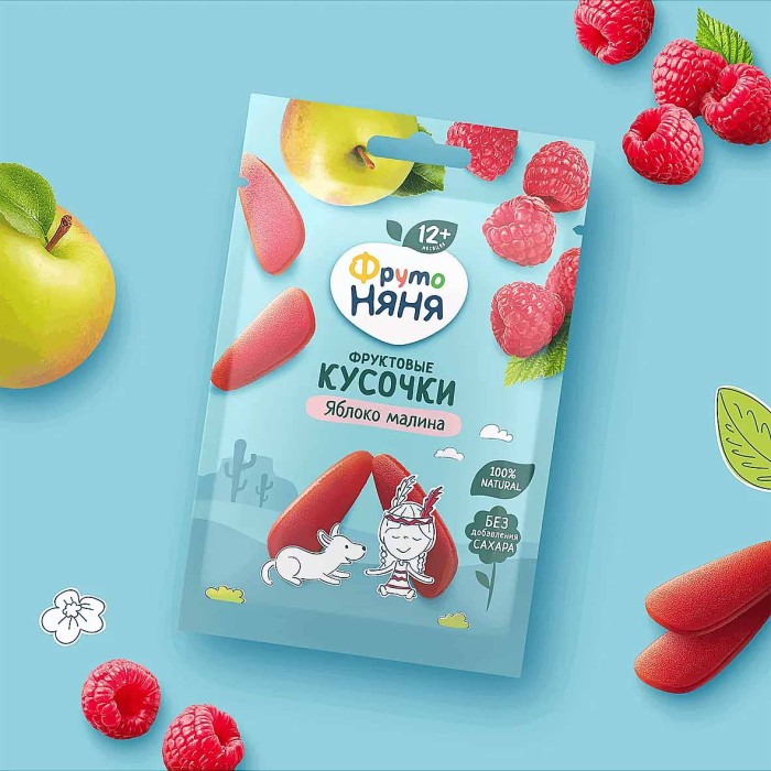 Кусочки фруктовые Фруто Няня Кусочки яблоко-малина 15гр м/у