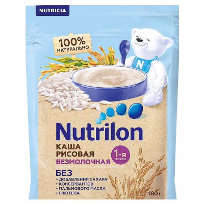 Каша Nutrilon рисовая безмолочная с 4мес 180гр д/п