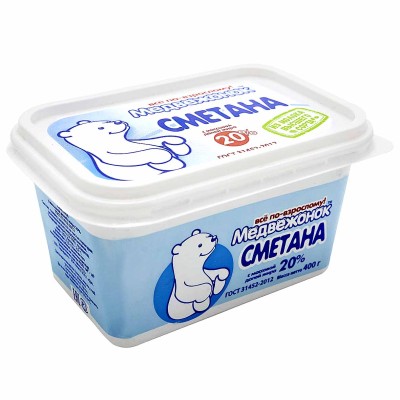 Сметана Медвежонок все по-взрослому 20% 400гр пэт