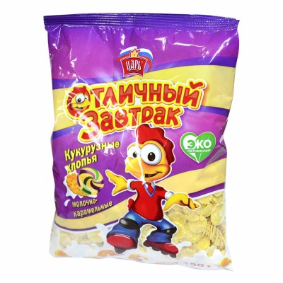 Хлопья кукурузные Отличный завтрак молочно-карамель 180гр м/у