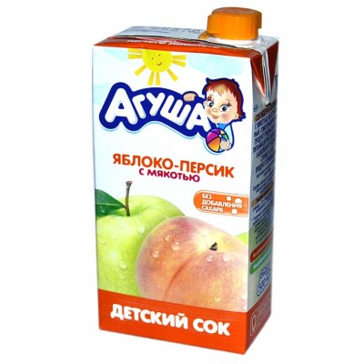 Сок Агуша яблоко-персик с мякотью 500мл т/п