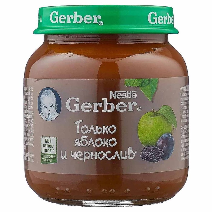 Пюре Gerber яблоко-чернослив с 5мес 130гр ст/б