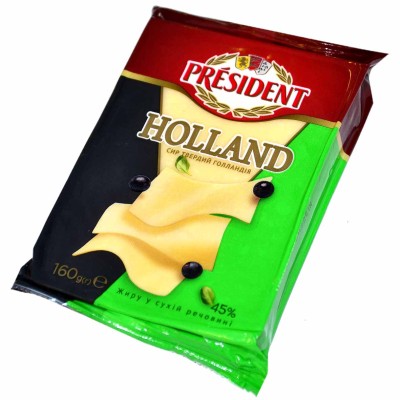 Сыр твердый President Holland порц 45% 160гр м/у