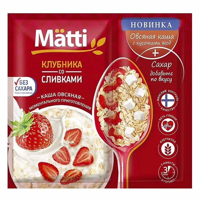 Каша овсяная Matti Клубника-сливки 40гр м/у