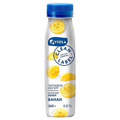 Йогурт питьевой Clean Label  с бананом 0,8%, 260мл пэт