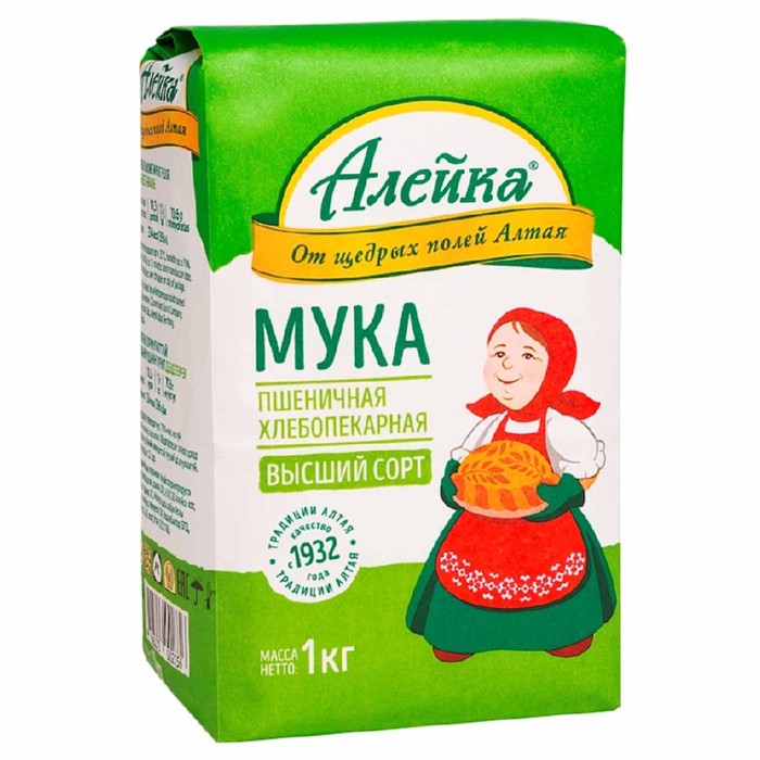 Мука Алейка пшеничная в/с 1кг м/у