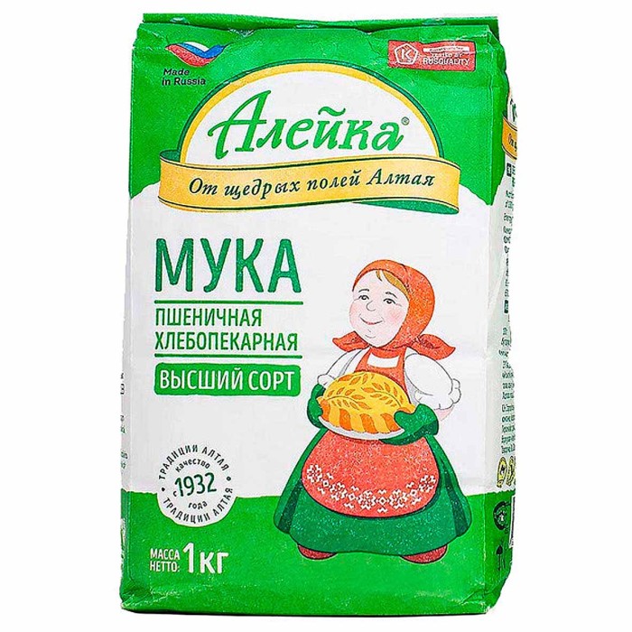 Мука Алейка пшеничная в/с 1кг м/у