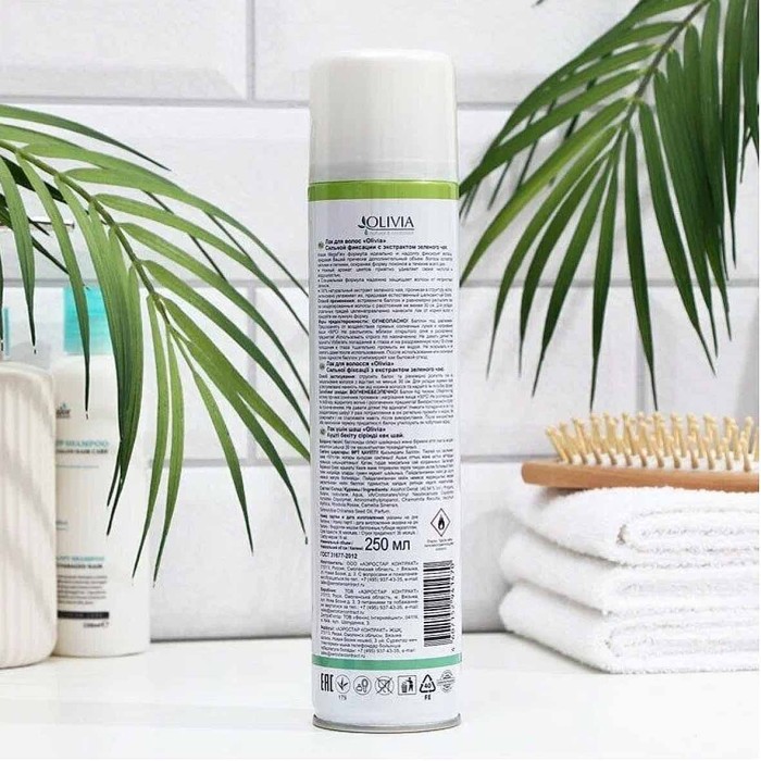 Лак для волос Olivia сильной фиксации с экстрактом зеленого чая 250мл ж/б