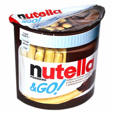 Паста ореховая Nutella&amp;Go +хлебные палочки 52гр пэт