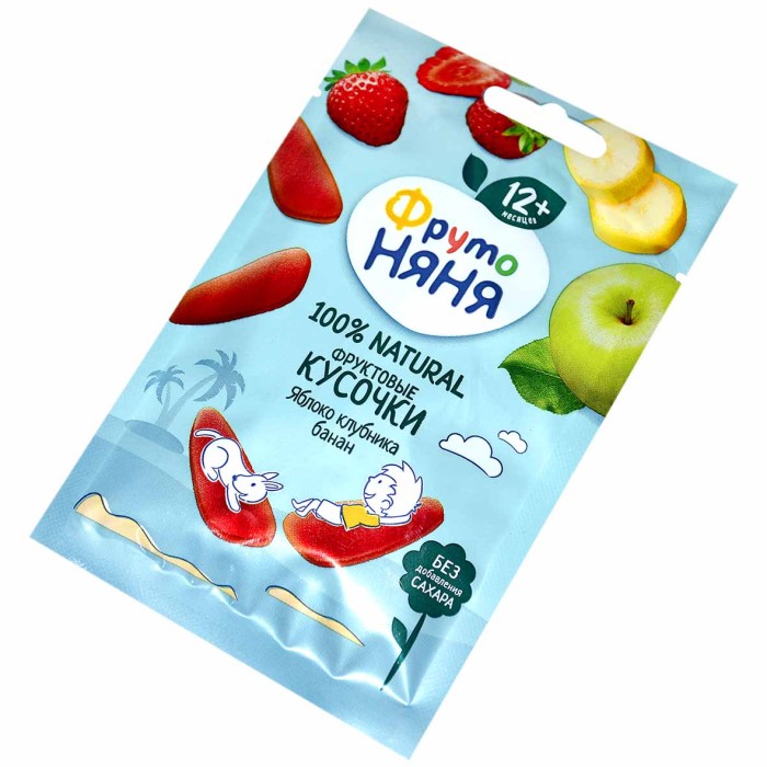 Кусочки фруктовые Фруто Няня яблоко-клубника-банан 15гр м/у