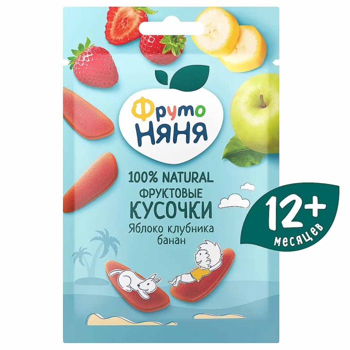 Кусочки фруктовые Фруто Няня яблоко-клубника-банан 15гр м/у