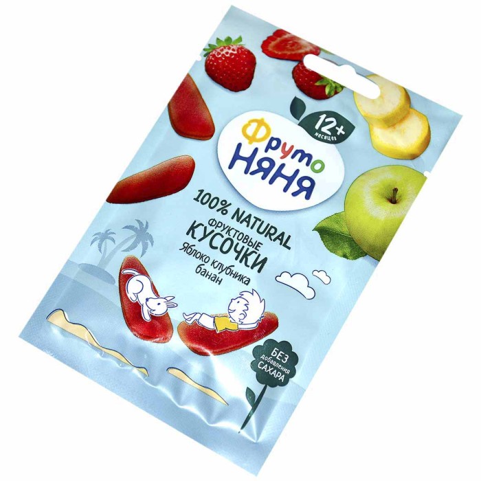 Кусочки фруктовые Фруто Няня яблоко-клубника-банан 15гр м/у