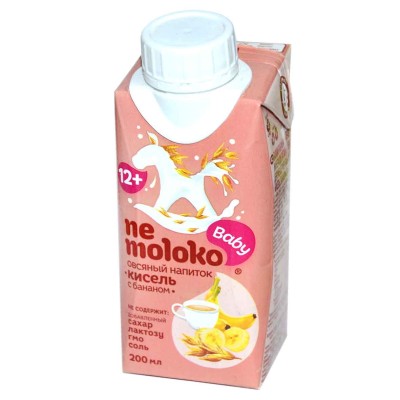 Напиток овсяный Nemoloko кисель с бананом+витамины с 12мес 200мл т/п