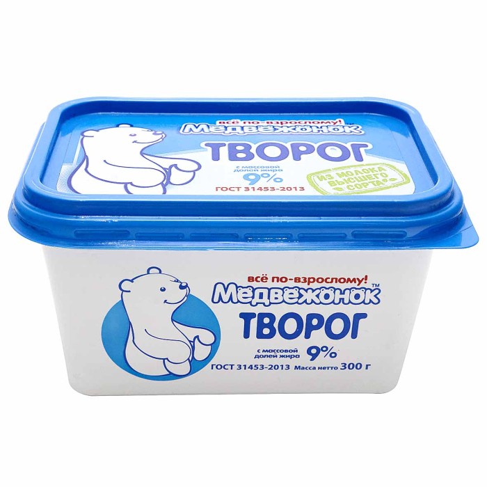 Творог Медвежонок все по-взрослому 9% 300гр пэт