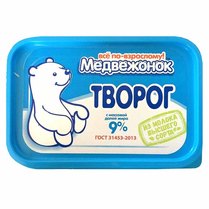 Творог Медвежонок все по-взрослому 9% 300гр пэт