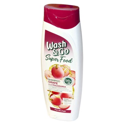 Шампунь для волос Wash&amp;Go Superfood с виноградом и макадамией 400мл пэт