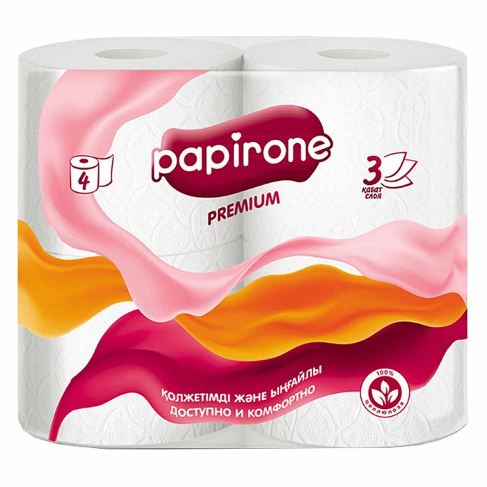 Бумага туалетная Papirone белая 3сл 4шт м/у