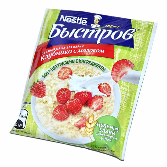 Каша овсяная Nestle Быстров Prebio с клубникой сливочный вкус 40гр м/у