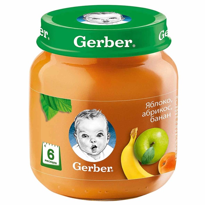 Пюре Gerber яблоко-абрикос-банан с 6мес 130гр ст/б